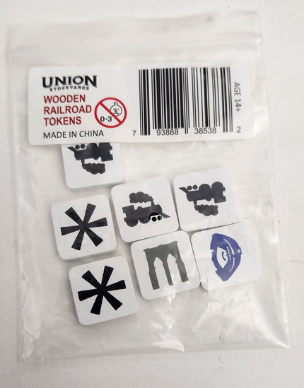 Union Stockyards + Stockyard Gate Miniature + Wooden Railroad Tokens Kickstarter